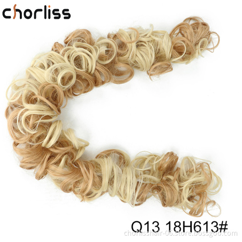 Wholesale Elastic Curly Scrunchie Messy Wavy Wrap Synthetic Flexible Hair Buns Chignon Ponytail Extensions For Women